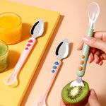 Cucchiaio per alimenti per bambini a doppia testa multifunzione, cucchiaio per raschietto per frutta e stoviglie per bambini