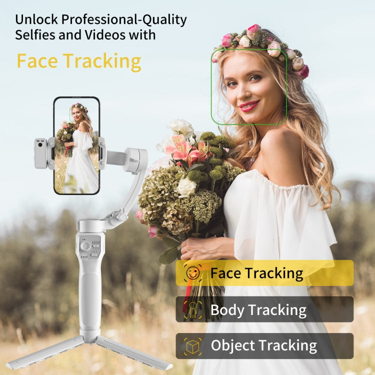 Stabilizzatore palmare Smart Gimbal anti-vibrazione a tre assi con Face Follow Shot, F11 (White), F11 (Black)