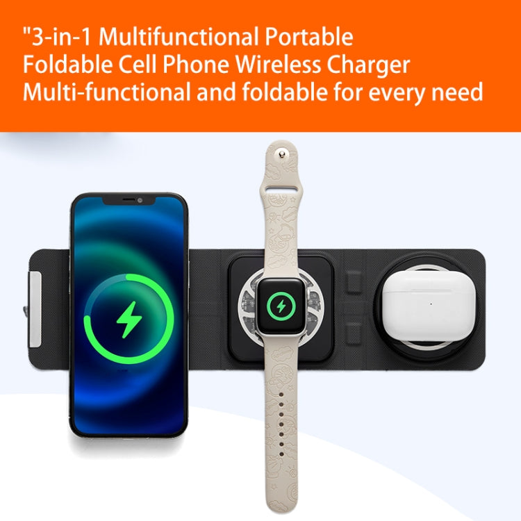 Caricabatterie wireless pieghevole Magsafe 3 in 1, ricarica wireless veloce portatile