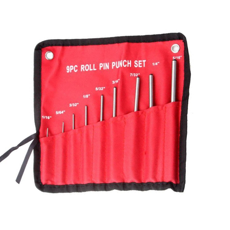 Set di punzoni per perni a rulli per impieghi gravosi 9 in 1, strumenti per la rimozione dei punzoni rotondi, Canvas Packaging, with Hammer