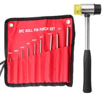 Set di punzoni per perni a rulli per impieghi gravosi 9 in 1, strumenti per la rimozione dei punzoni rotondi, Canvas Packaging, with Hammer