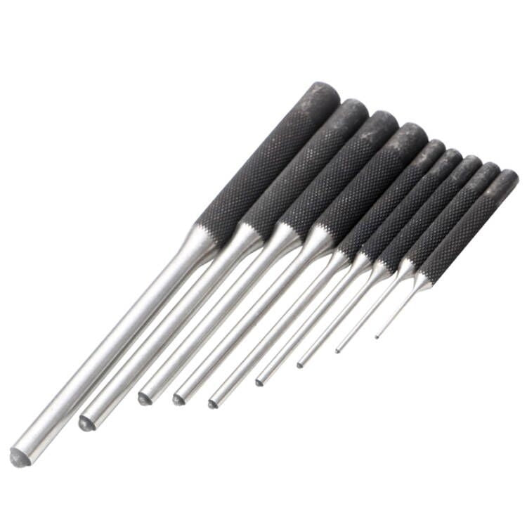 Set di punzoni per perni a rulli per impieghi gravosi 9 in 1, strumenti per la rimozione dei punzoni rotondi, Canvas Packaging, with Hammer