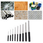 Set di punzoni per perni a rulli per impieghi gravosi 9 in 1, strumenti per la rimozione dei punzoni rotondi, Canvas Packaging, with Hammer