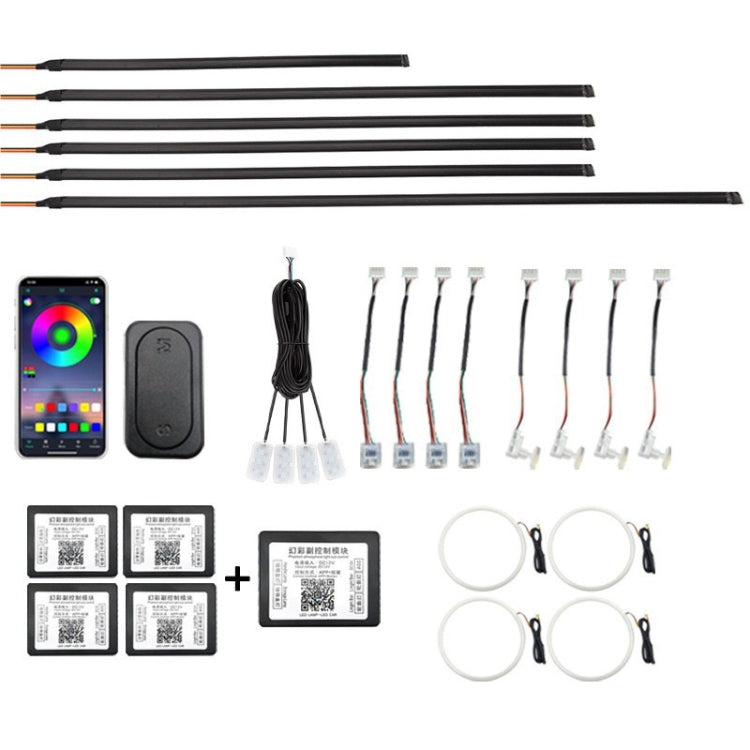 Striscia luminosa decorativa colorata a LED in acrilico nascosto per auto, 6 in 1, 10 in 1, 14 in 1, 18 in 1, 22 in 1