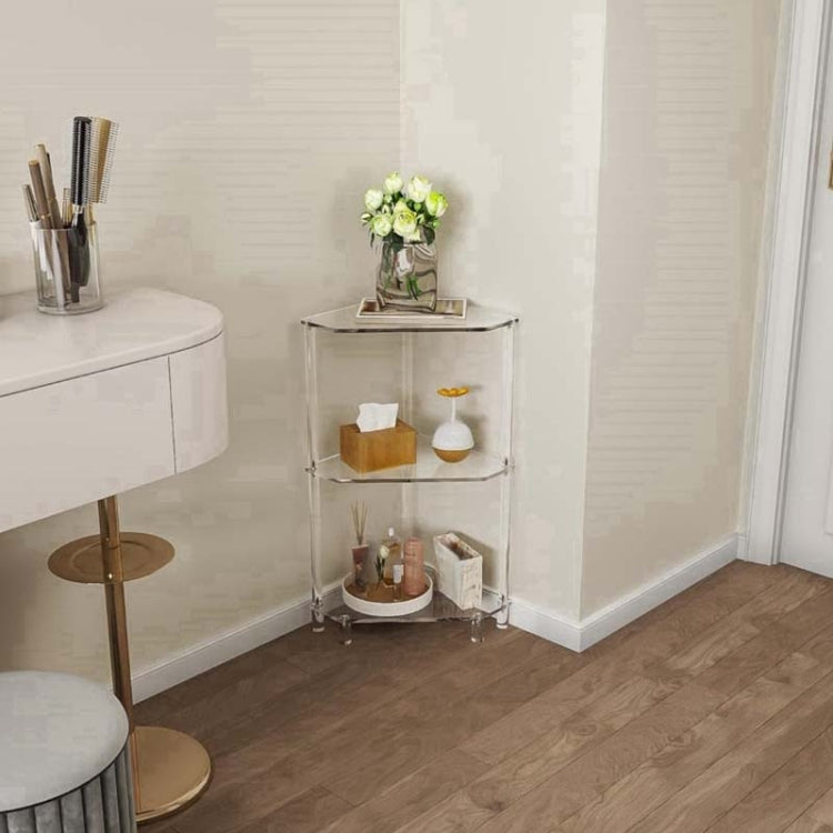 Tavolo angolare da parete in acrilico a 3 ripiani poligonale per soggiorno, cucina, bagno, ripostiglio, YX140