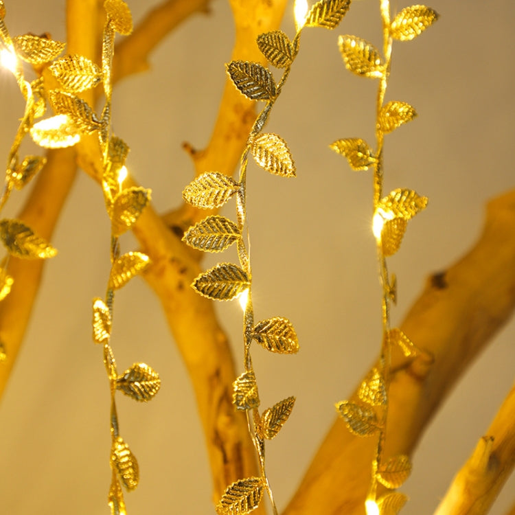 Catena luminosa a LED con foglie dorate artificiali per decorazioni natalizie, 2m 20 Lights, 3m 30 Lights, 5m 50 Lights, 10m 100 Lights