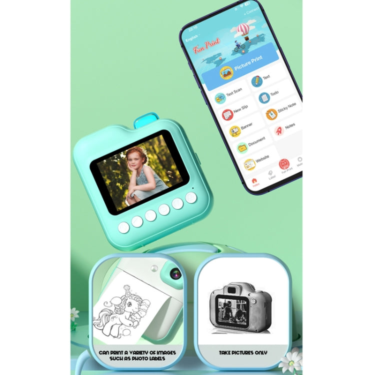 Mini macchina fotografica digitale per bambini con stampa ad alta definizione, Pink, Green, Pink+32G TF Card, Pink+64G TF Card