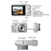 Telecamera digitale retrò per studenti HD 1080P, White, Black, White+32G, Black+32G