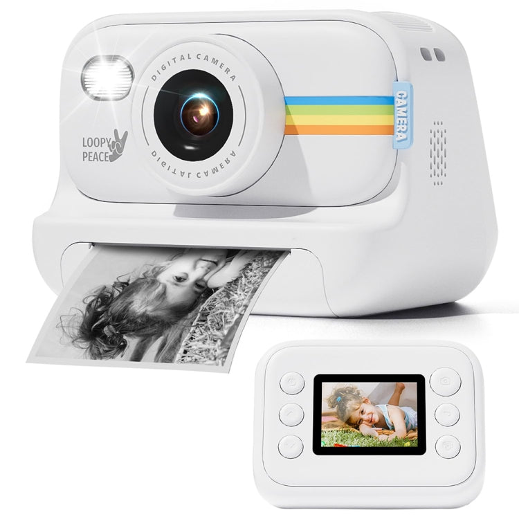Fotocamera con stampa fotografica, flash LED da 2,0 pollici, registrazione HD 1080P con 3 rotoli di carta, White, White+32G, Black, Black+32G, Purple+32G, Purple