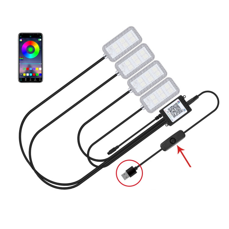 Luce per atmosfera ritmica musicale per auto a controllo vocale a LED a otto colori, 5V USB Remote Control, 5V USB APP, 5V USB APP + Remote Control, 5V USB With Switch Remote Control, 5V USB With Switch APP, 5V USB With Switch APP + Remote Control     ...