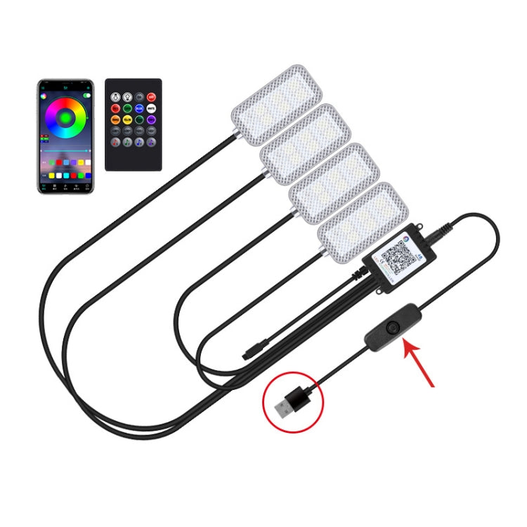 Luce per atmosfera ritmica musicale per auto a controllo vocale a LED a otto colori, 5V USB Remote Control, 5V USB APP, 5V USB APP + Remote Control, 5V USB With Switch Remote Control, 5V USB With Switch APP, 5V USB With Switch APP + Remote Control     ...