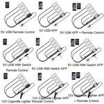 Luce per atmosfera ritmica musicale per auto a controllo vocale a LED a otto colori, 5V USB Remote Control, 5V USB APP, 5V USB APP + Remote Control, 5V USB With Switch Remote Control, 5V USB With Switch APP, 5V USB With Switch APP + Remote Control     ...