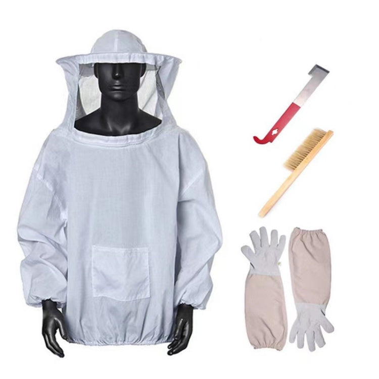 Set per apicoltura 4 in 1, abbigliamento anti-api + raschietto + spazzola per api + guanti anti-api