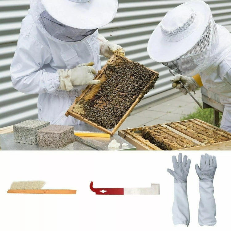 Set per apicoltura 4 in 1, abbigliamento anti-api + raschietto + spazzola per api + guanti anti-api