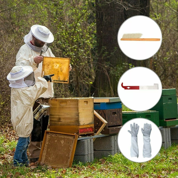 Set per apicoltura 4 in 1, abbigliamento anti-api + raschietto + spazzola per api + guanti anti-api