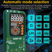 Multimetro PV intelligente con schermo colorato Termometro a infrarossi, V30 (Green)