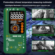 Multimetro PV intelligente con schermo colorato Termometro a infrarossi, V30 (Green)