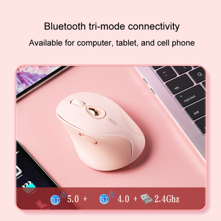 Mouse wireless Inphic DR801 2.4G+Bluetooth 5.0/4.0 USB Tri-Mode Mute Ricaricabile Ragazze Ufficio Casa Gaming Mouse