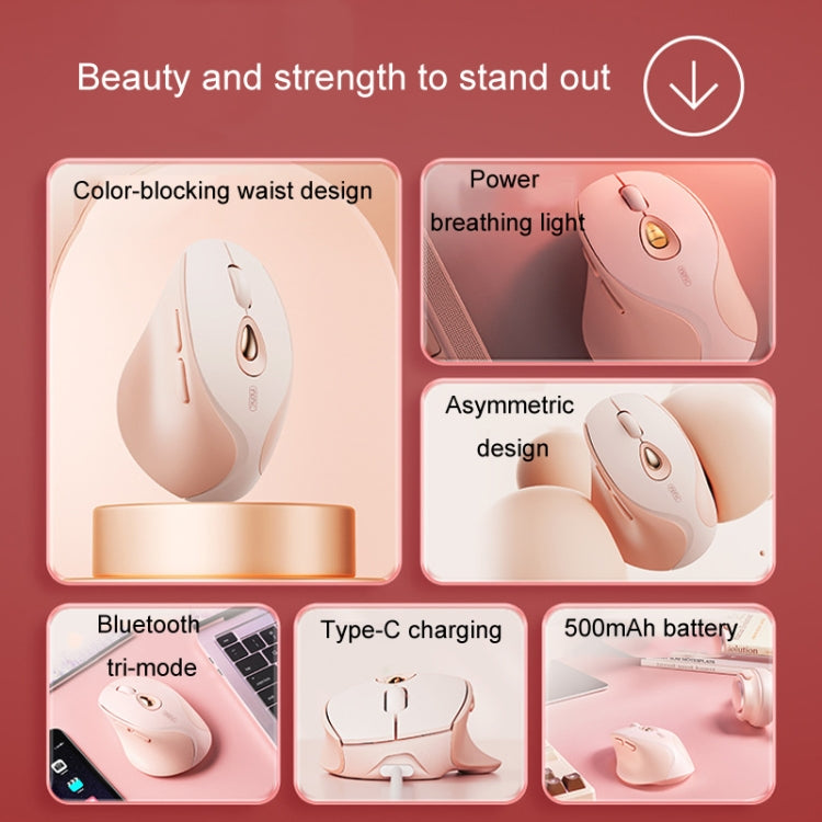 Mouse wireless Inphic DR801 2.4G+Bluetooth 5.0/4.0 USB Tri-Mode Mute Ricaricabile Ragazze Ufficio Casa Gaming Mouse