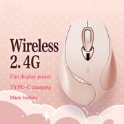 Mouse wireless Inphic M8P 2.4G USB Mute Charging Mouse ergonomico portatile per ufficio con display di alimentazione per ragazze