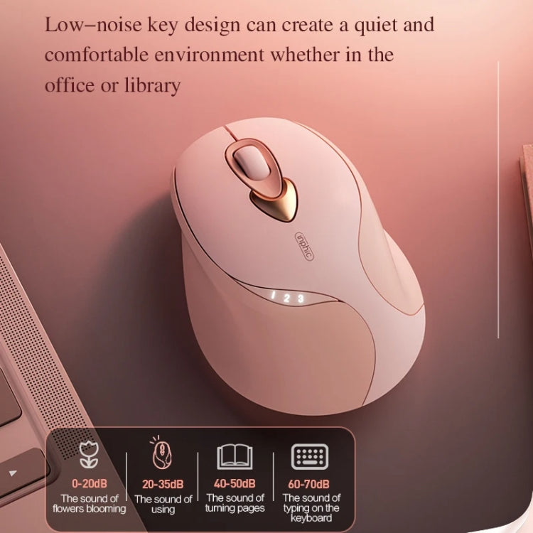Mouse wireless Inphic M8P 2.4G USB Mute Charging Mouse ergonomico portatile per ufficio con display di alimentazione per ragazze