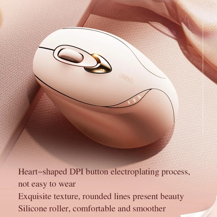 Mouse wireless Inphic M8P 2.4G USB Mute Charging Mouse ergonomico portatile per ufficio con display di alimentazione per ragazze