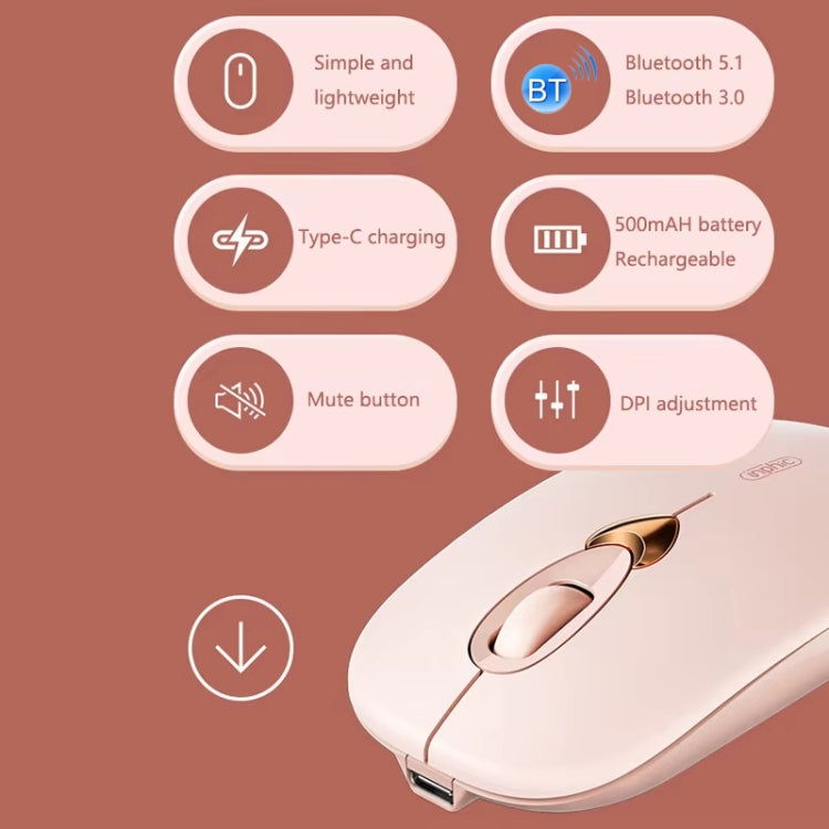 Mouse Bluetooth Inphic Q8 Gen 2 Wireless Silenzioso Ricarica Ufficio Business Ragazze Laptop Mouse