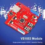 Scheda di sviluppo del modulo MP3 VS1053 con scheda di decodifica dell'amplificatore Interfaccia SPI Funzione di registrazione integrata, VS1053 MP3 Module
