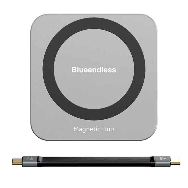 Blueendless HUB magnetico 8 in 1 con custodia M.2 NVMe/SATA SSD (HDMI+PD100W+USB-C/Type-C 3.2+USB-A 3.2+SD+TF+AUX), MC906
