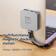 Blueendless HUB magnetico 8 in 1 con custodia M.2 NVMe/SATA SSD (HDMI+PD100W+USB-C/Type-C 3.2+USB-A 3.2+SD+TF+AUX), MC906