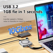 Blueendless HUB magnetico 8 in 1 con custodia M.2 NVMe/SATA SSD (HDMI+PD100W+USB-C/Type-C 3.2+USB-A 3.2+SD+TF+AUX), MC906