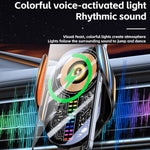 Supporto di ricarica wireless per telefono cellulare con luce d'atmosfera e pickup audio per auto da 15 W