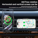 Supporto di ricarica wireless per telefono cellulare con luce d'atmosfera e pickup audio per auto da 15 W