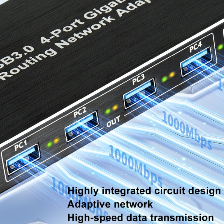 Adattatore di rete Gigabit USB3.0 a 4 porte, router Plug and Play, 4-Ports