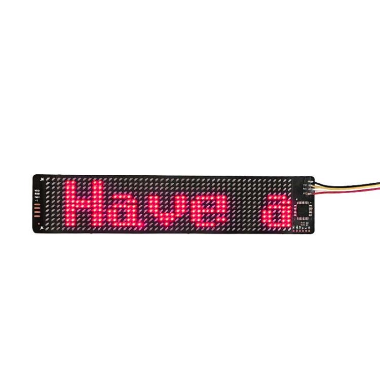 Schermo pubblicitario flessibile multilingua Bluetooth LED per zaino cappello gilet 155 X 32 mm