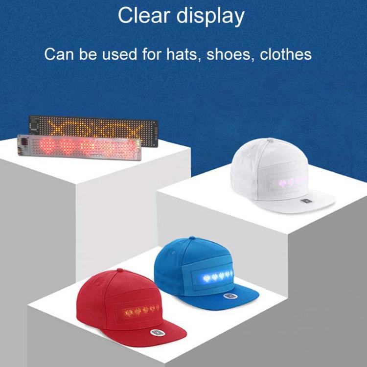 Schermo pubblicitario flessibile multilingua Bluetooth LED per zaino cappello gilet 155 X 32 mm