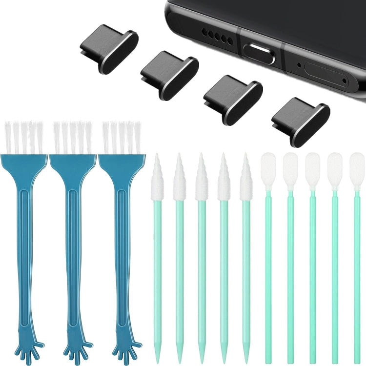 Kit pulizia spina antipolvere in metallo per porta Type-C