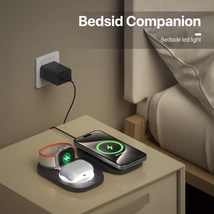 Caricabatterie wireless magnetico pieghevole 3 in 1