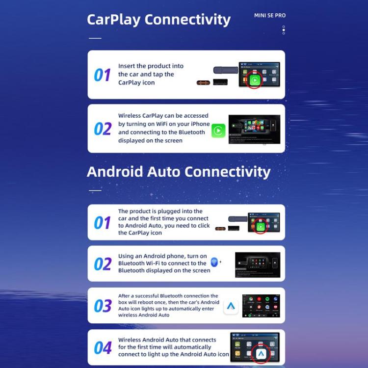 Adattatore Carlinkit originale a doppio canale, da cablato a wireless, per Android CarPlay., SE PRO