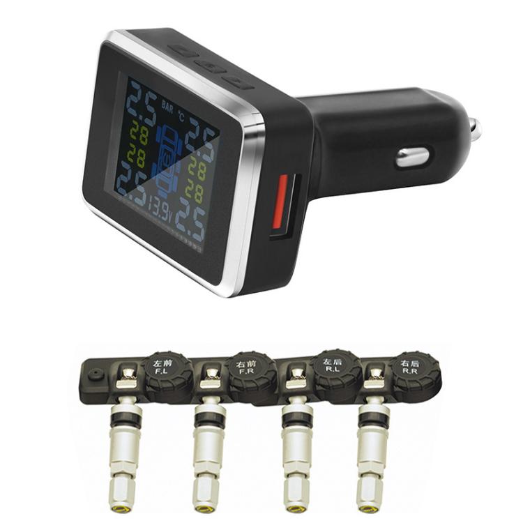 Sensore di pressione dei pneumatici wireless per auto con accendisigari, External, Internal