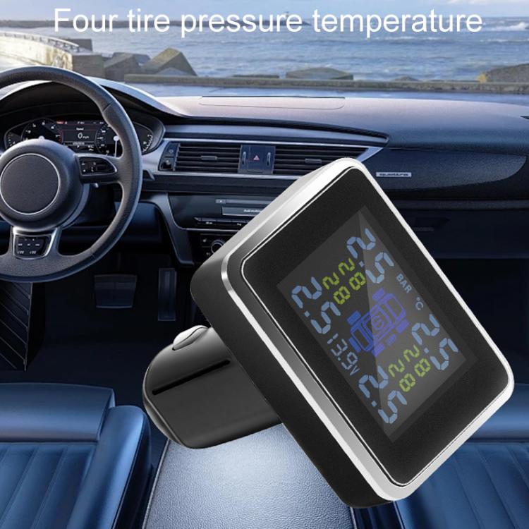 Sensore di pressione dei pneumatici wireless per auto con accendisigari, External, Internal