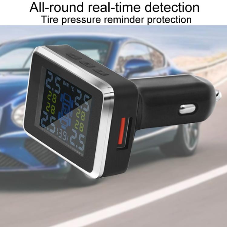 Sensore di pressione dei pneumatici wireless per auto con accendisigari, External, Internal
