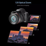 Ordro Digital Camera 4K Ultra HD con Zoom Ottico 12X