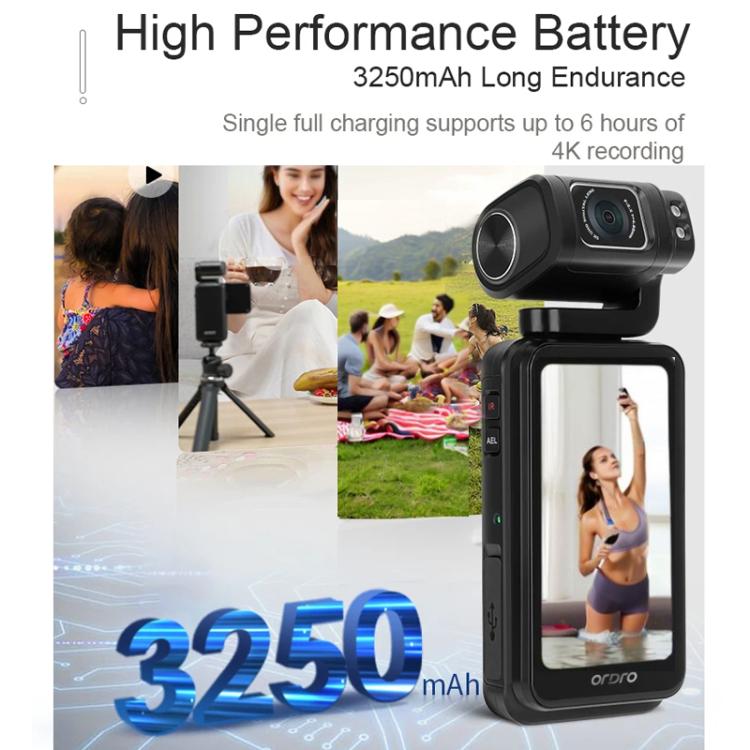 Videocamera tascabile Ordro 3,5" schermo 5K Wi-Fi