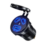 Kewig P22A 12-24V Caricabatteria per auto a 3 porte Dual PD+QC3.0 con interruttore, per veicoli, motociclette, barche, modificati, With Terminal