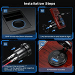 Kewig P22A 12-24V Caricabatteria per auto a 3 porte Dual PD+QC3.0 con interruttore, per veicoli, motociclette, barche, modificati, With Terminal