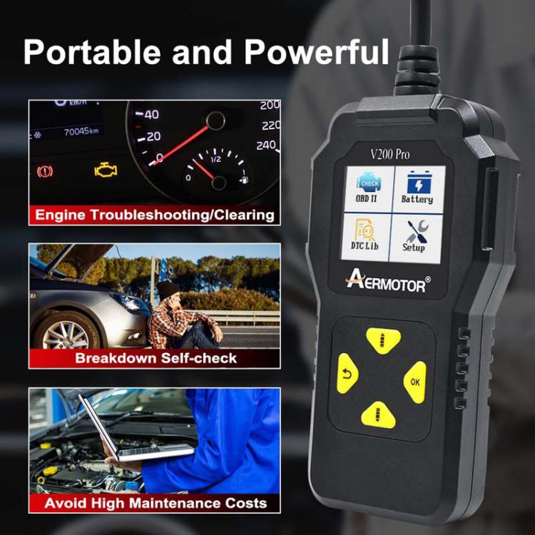AERMOTOR V200PRO Car Troubleshooter Scheda di lettura scanner ispezione motore ELM327 Strumento di ispezione batteria