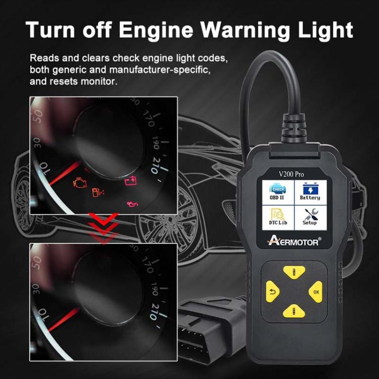 AERMOTOR V200PRO Car Troubleshooter Scheda di lettura scanner ispezione motore ELM327 Strumento di ispezione batteria