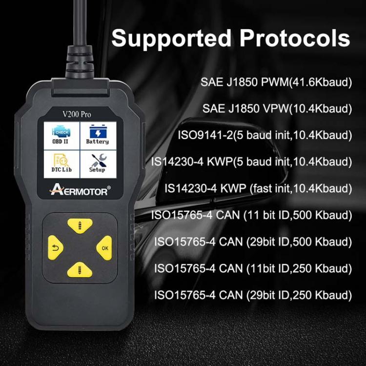 AERMOTOR V200PRO Car Troubleshooter Scheda di lettura scanner ispezione motore ELM327 Strumento di ispezione batteria