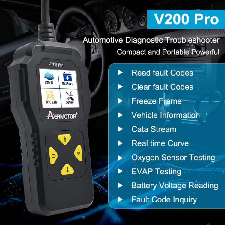 AERMOTOR V200PRO Car Troubleshooter Scheda di lettura scanner ispezione motore ELM327 Strumento di ispezione batteria